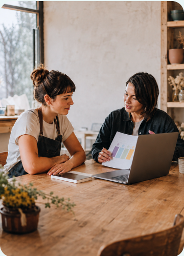 Broker walking a business owner through her cover options